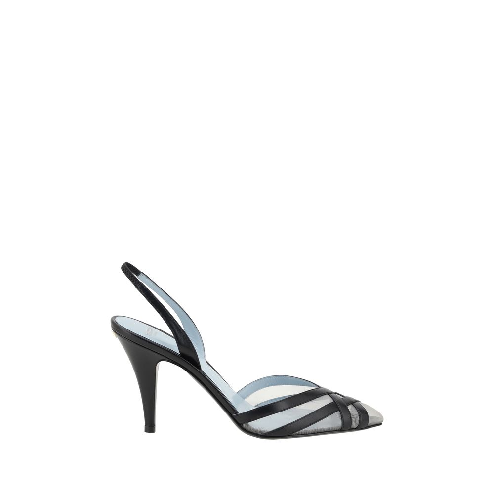 Black and white striped Valentino Garavani Slingback Pumps for elegant styling