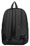 Sleek Black Polyester Backpack with Logo Detail