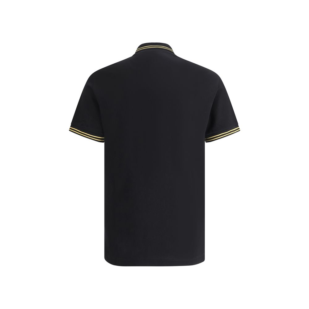 Black Versace Polo Shirt with yellow trim showcasing luxury and style